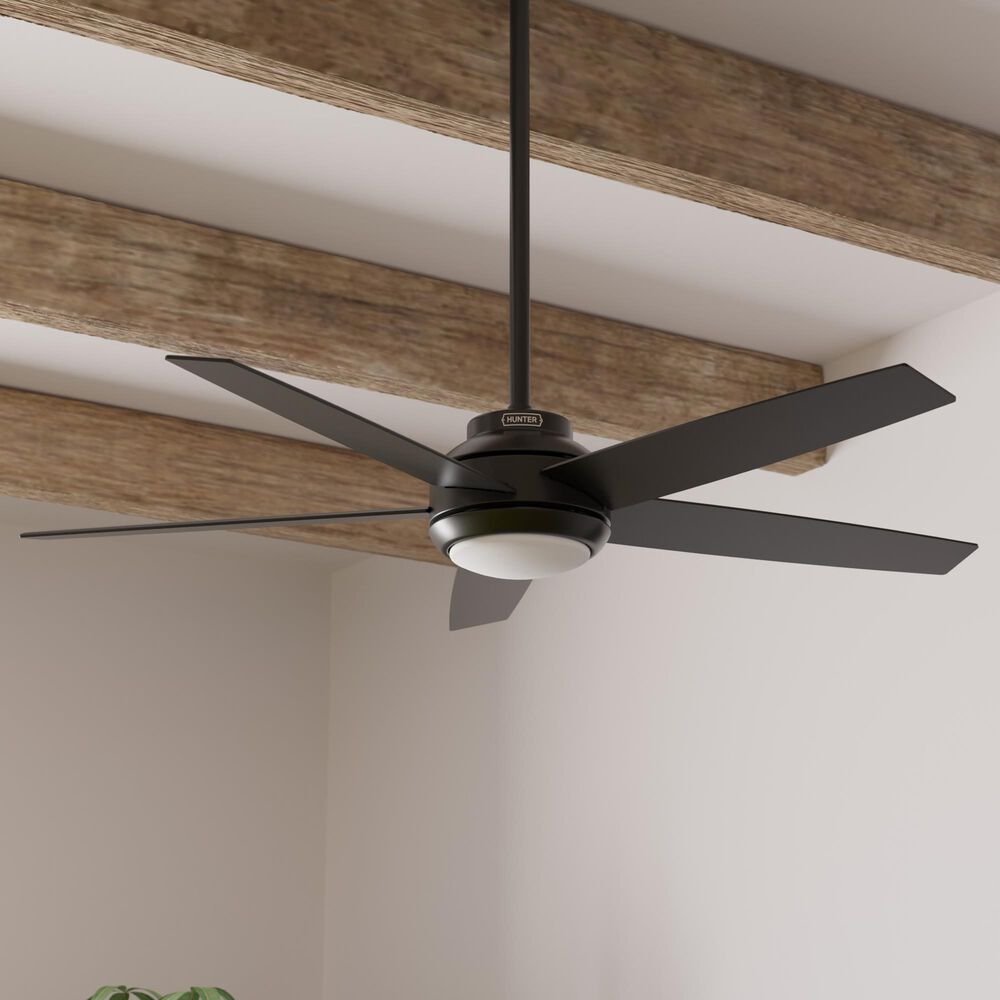 Hunter Zayden 52&quot; Ceiling Fan with LED Light in Matte Black, , large