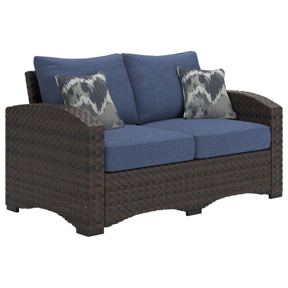Ashley Windglow Patio Loveseat in Brown, , large