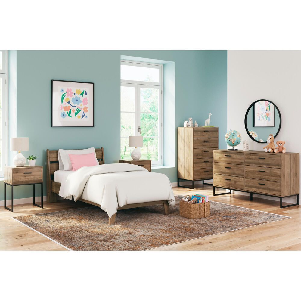 Ashley Deanlow Twin Platform Bed in Honey Brown, , large