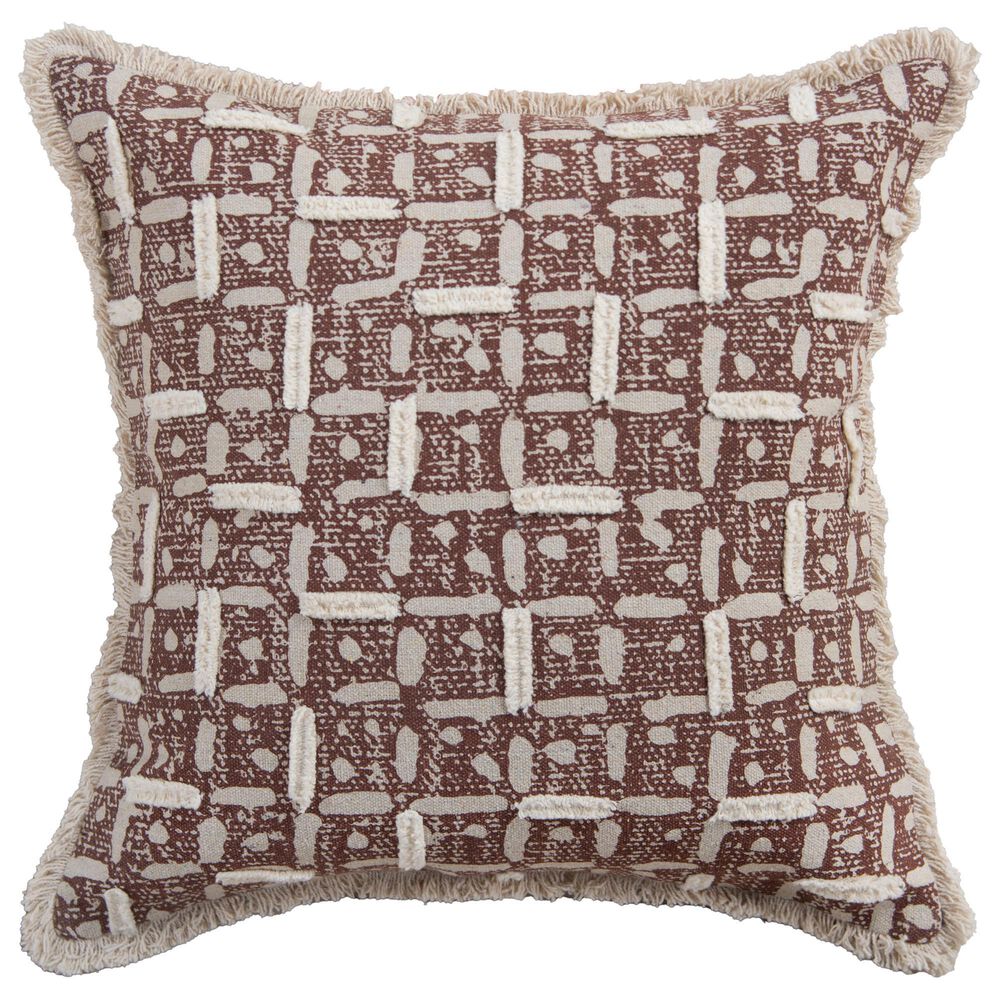 RIZZY 20" Square Throw Pillow in Brown and Natural, , large