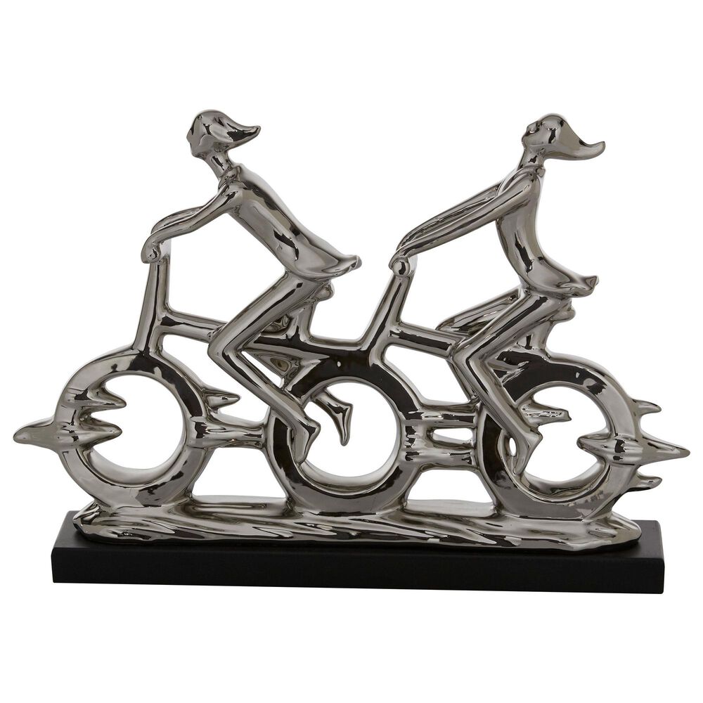 Maple and Jade Dual Rider Bicycle Sculpture in Silver and Black, , large