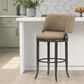 Armen Living Torres Counter Height Stool with Mushroom Brown Upholstery in Antique Pewter, , large