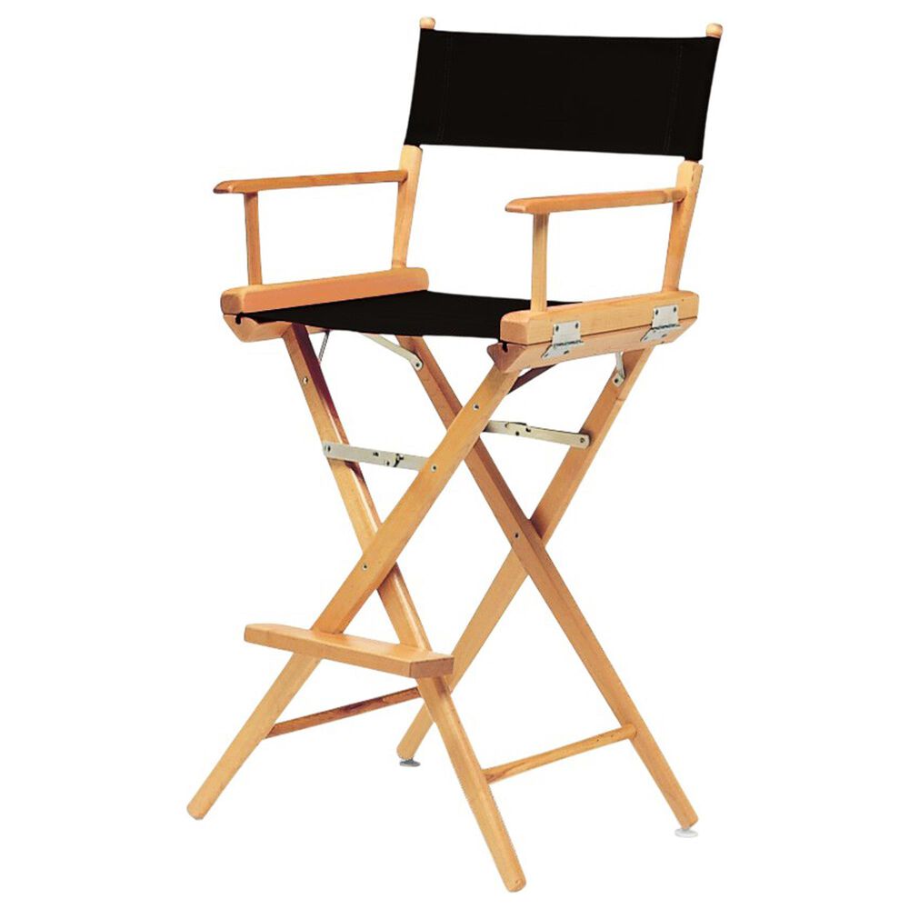 Telescope Casual Furniture World Famous Folding Bar Height Director Chair with Black Canvas in Varnish, , large