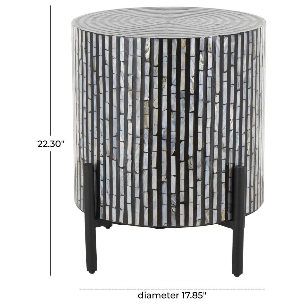 Maple and Jade Handmade Mosaic Inlay Geometric Accent End Table in Multicolored, , large
