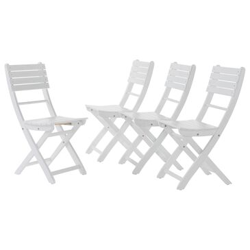 Noble House Positano Patio Folding Dining Chair in White (Set of 4), , large