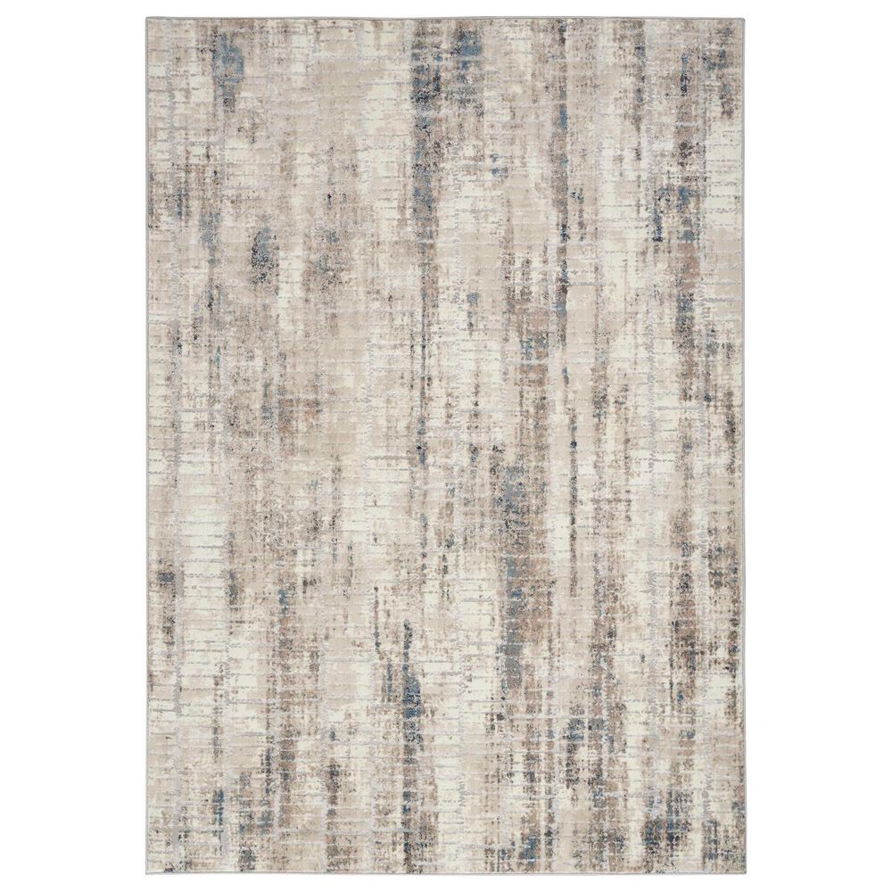 Nourison Infinity IFN02 7"10" x 9"10" Ivory, Grey and Blue Area Rug, , large