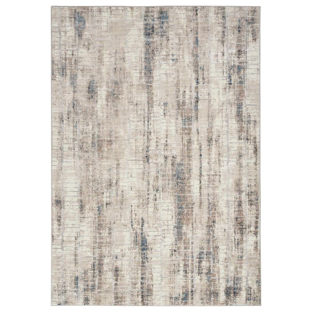 Nourison Infinity IFN02 7"10" x 9"10" Ivory, Grey and Blue Area Rug, , large