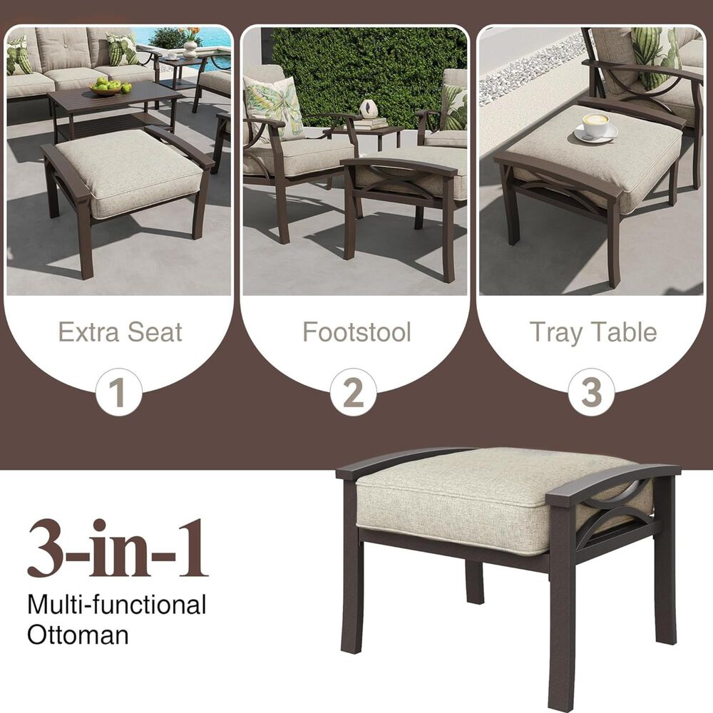 Hearth and Haven 26" Patio Ottoman in Beige (Set of 2), , large