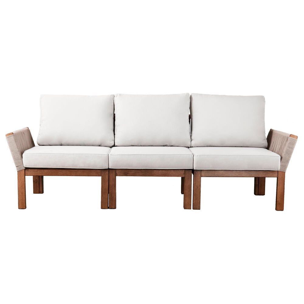 Southern Enterprises Brendina Outdoor 3-Seater Sofa in Oiled Acacia and Natural, , large