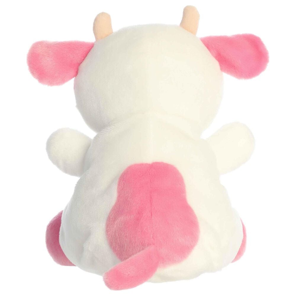 Aurora 13&quot; Belle Strawberry Cow Stuffed Animal in Soft White and Vibrant Pink Strawberry, , large