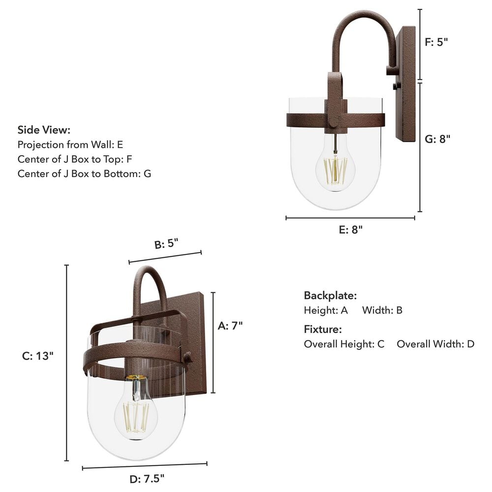 Hunter Karloff Sconce in Textured Rust, , large
