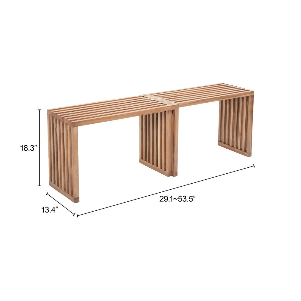 Zuo Modern Riviera Patio Extendable Bench in Natural, , large