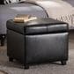 Baxton Studio Leather Cube Storage Ottoman in Black, , large