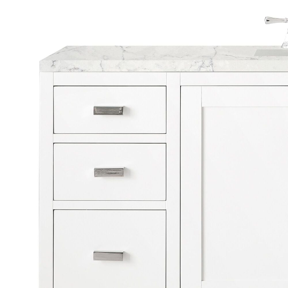 James Martin Vanities Addison 60&quot; Single Bathroom Vanity in Glossy White with 3 cm Eternal Jasmine Pearl Quartz Top and Rectangular Sink, , large