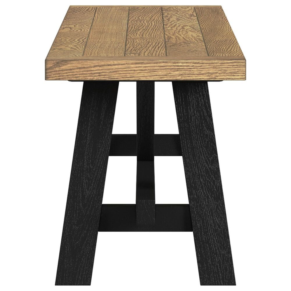 Hawthorne Furniture Hendricks Solid Wood Dining Bench in Rustic Wheat and Raven Black, , large