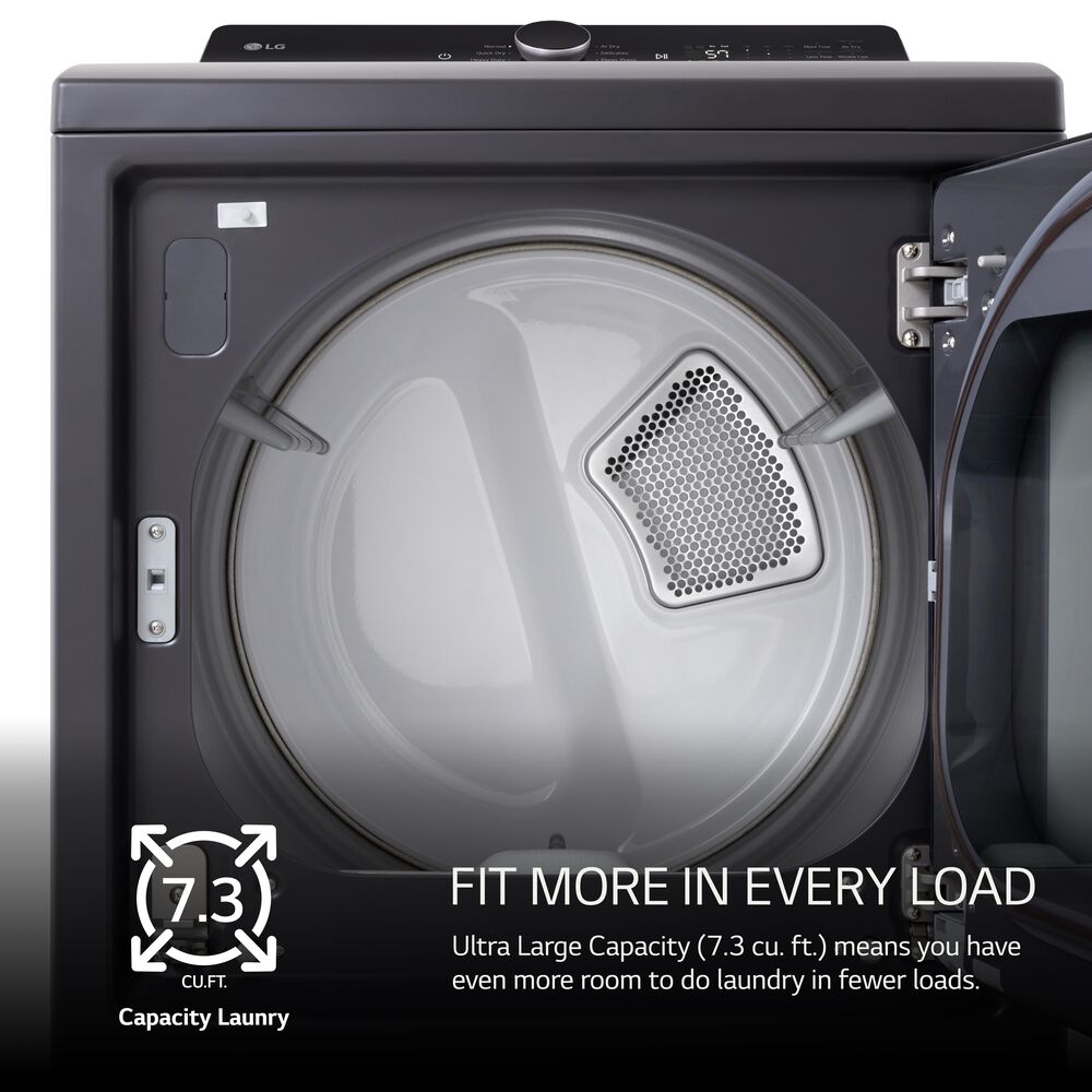 LG 7.3 Cu. Ft. Rear Control Electric Dryer with LG EasyLoad Door and AI Sensing in Matte Black, , large