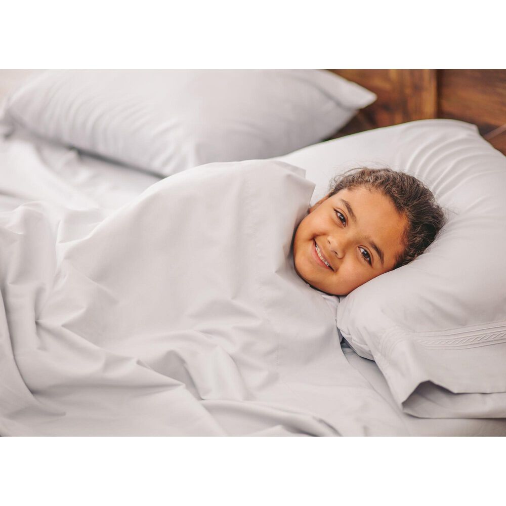4-Piece Queen Solid Embroidered Sheet Set in Silver, , large
