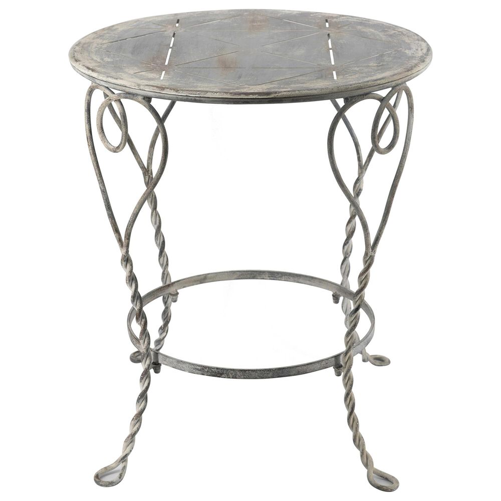 Hearth and Haven Outdoor Round Side Table with Heart Scroll Design in Gray, , large