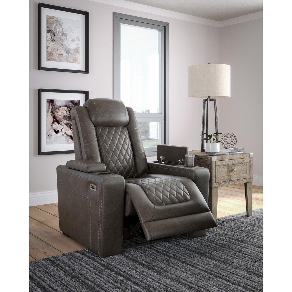 Signature Design by Ashley HyllMont Power Recliner with Power Headrest in Gray, , large
