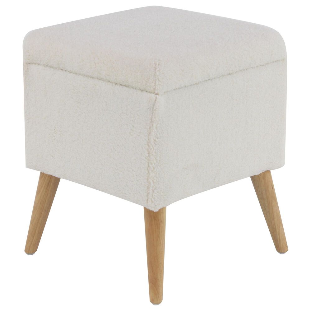 Maple and Jade 19" x 15" Storage Stool in White, , large