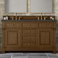 James Martin Vanities Brookfield 60" Double Bathroom Vanity in Honey Oak with 3 cm Charcoal Soapstone Quartz Top and Rectangular Sinks, , large
