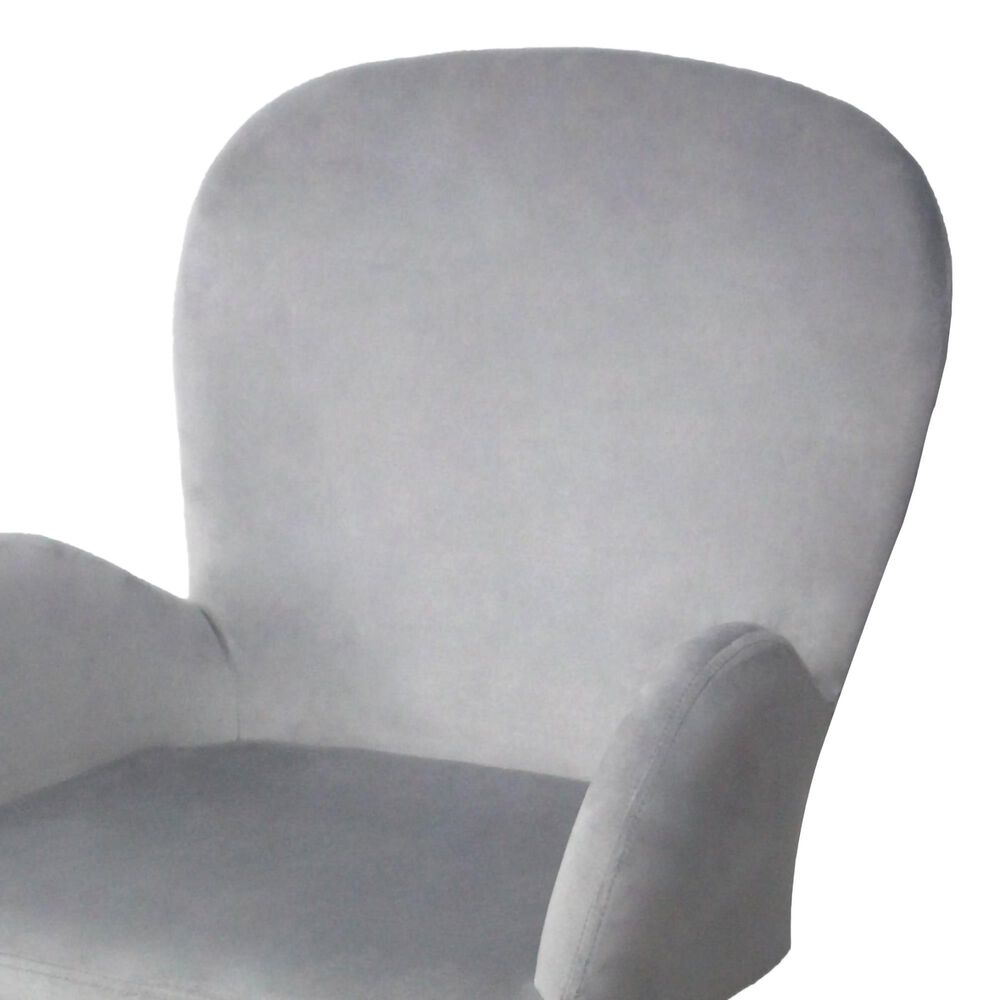 Impressions Vanity Colette Swivel Vanity Chair with Cool Grey Cushion in Silver Chrome, , large