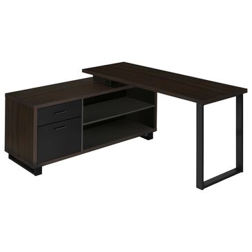Monarch Specialties L-Shaped Desk in Espresso and Black, , large