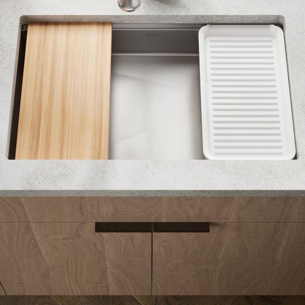 Kohler Strive 29" Undermount Single-Bowl Workstation Kitchen Sink in Stainless Steel, , large