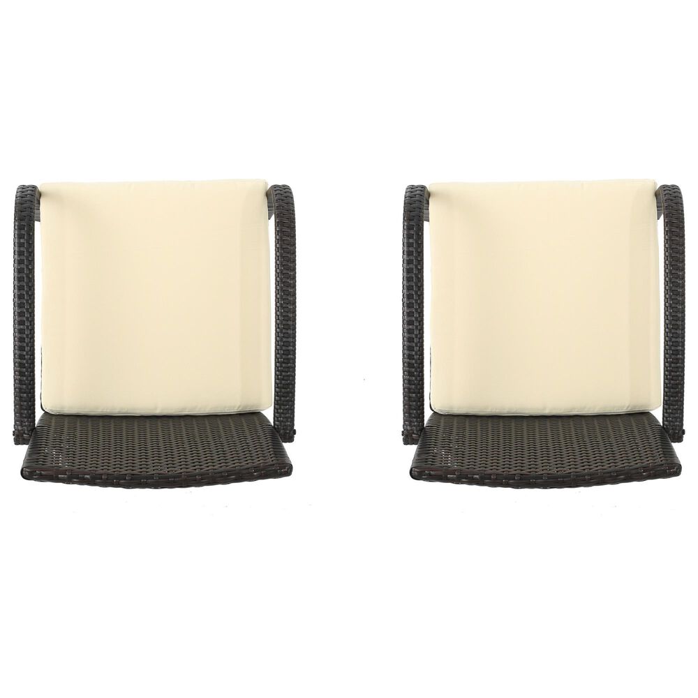 Hearth and Haven Cordoba Outdoor Dining Chair with Beige Cushions in Brown &#40;Set of 2&#41;, , large