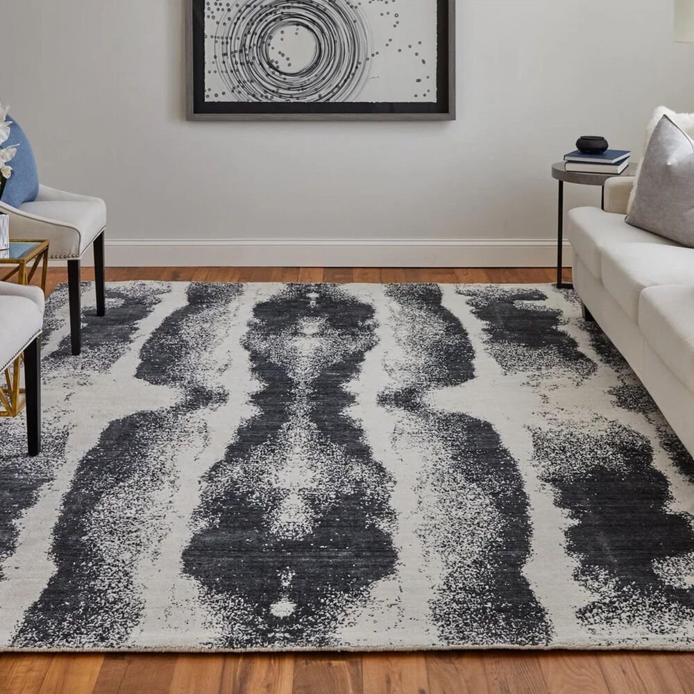 Feizy Coda 8930F 3&#39;6&quot; x 5&#39;6&quot; Black and White Area Rug, , large