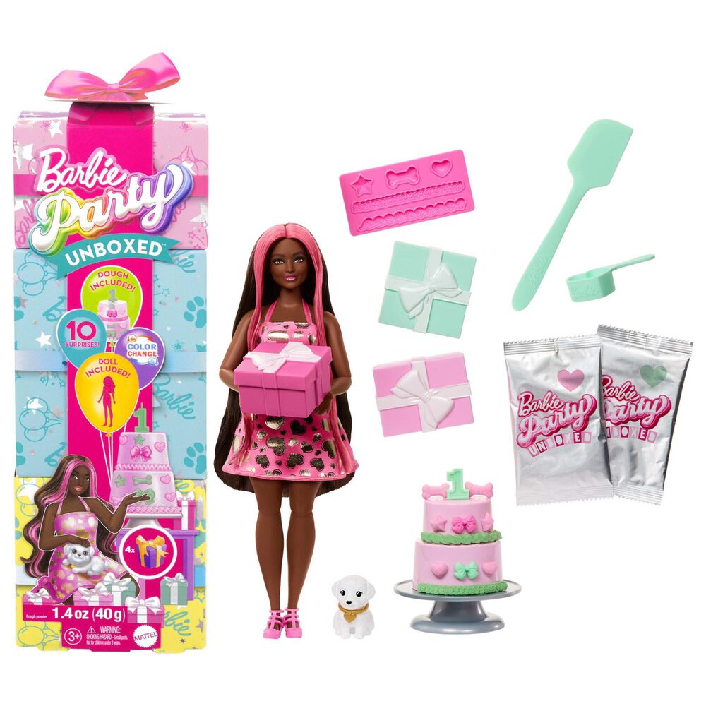 Barbie Party Unboxed Pet Birthday Series - Shimmerin" Hearts Doll Set in in Pink and Silver, , large