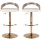 LumiSource Grotto Swivel Barstool with White Faux Leather Upholstery in Gold and Light Grey (Set of 2), , large