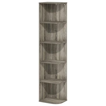 HOMLUX 5-Tier Corner Open Shelf Bookcase in French Oak, , large