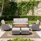 Sunwell Garden 6-Piece Patio Chat Set with Two Ottoman in Beige, , large