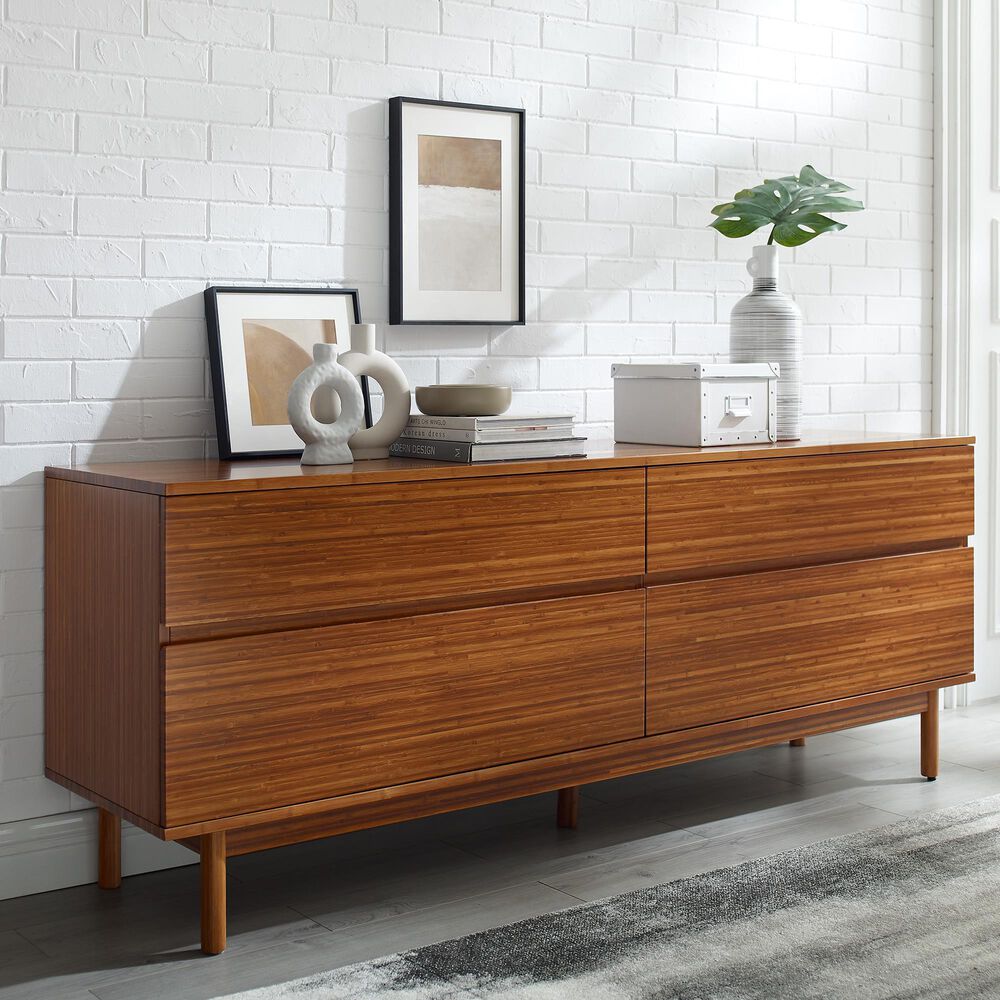 Natural Bamboo Furnishings 4 Drawer Double Dresser, , large