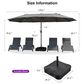 HOMLUX 15" Outdoor Double-Sided Market Umbrella with Base in Grey, , large
