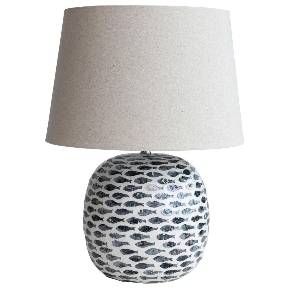 Teak Interiors Shoreline Table Lamp in Blue and White, , large