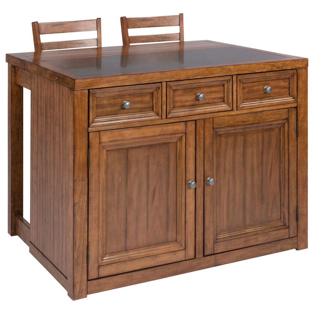 Home Styles Sedona Kitchen Island & 2 Stools in Toffee, , large