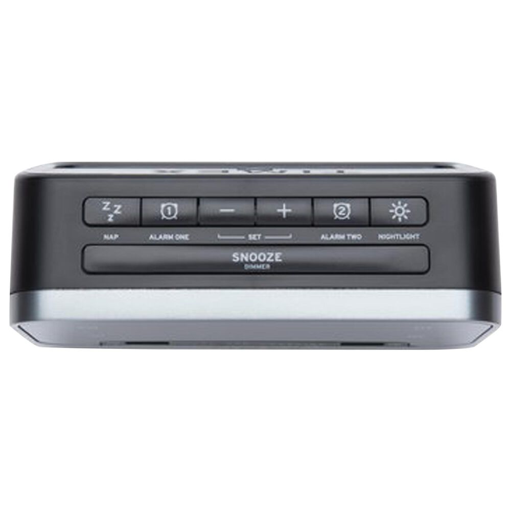 iHome Dual Alarm Clock with Dual USB Charging and Nightlight in Black and Grey, , large