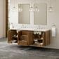 James Martin Laurent 72" Double Bathroom Vanity in Honey Oak with 3 cm White Zeus Silestone Top and Rectangular Sinks, , large