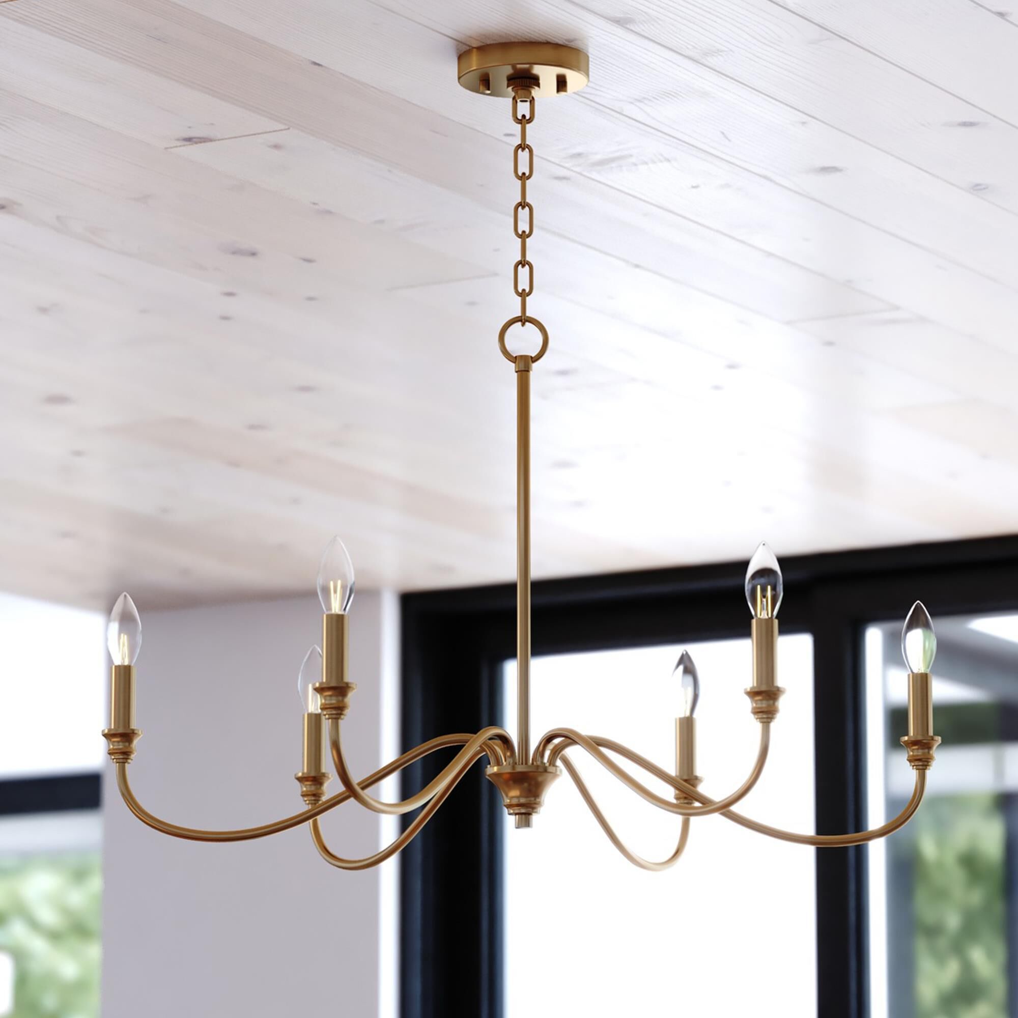 Vaxcel Annabelle 6-Light Chandelier in Muted Brass