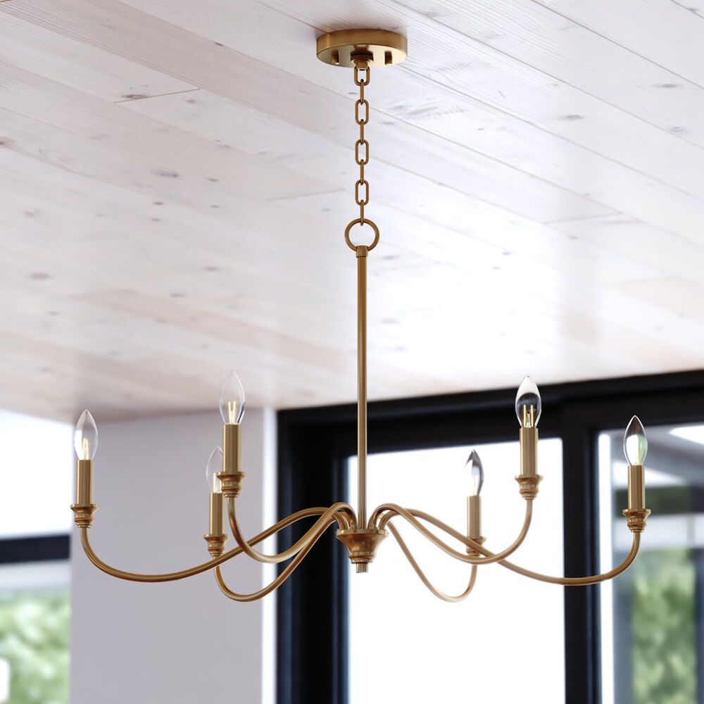 Vaxcel Lighting Annabelle 6-Light Chandelier in Muted Brass, , large