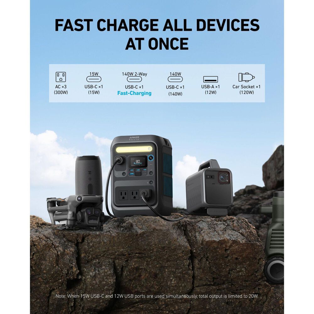 Anker Solix C300X Portable Power Station in Black, , large