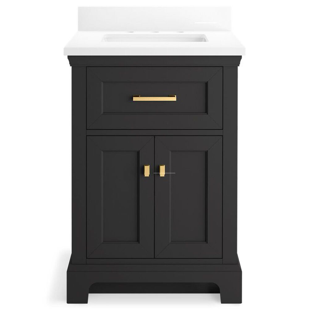 Kohler Charlemont 24&quot; Single Bathroom Vanity in Ferrous Grey with 3 cm White Quartz Top and Rectangular Sink, , large