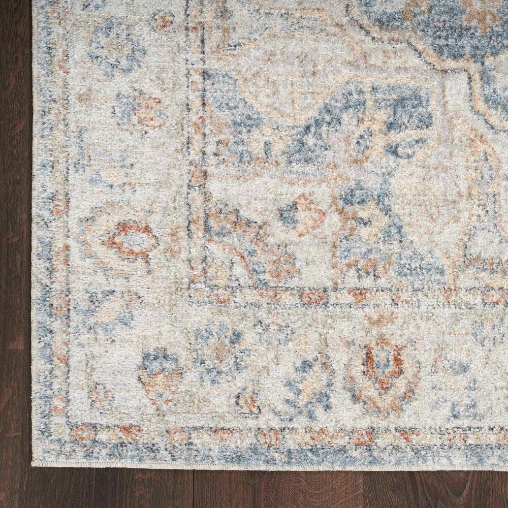 Nourison Astra Machine Washable ASW12 2&#39;2&quot; x 12&#39; Denim and Multicolor Runner, , large