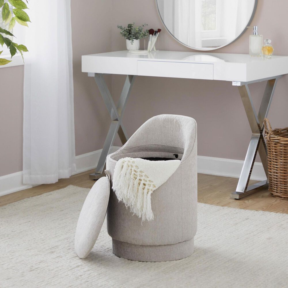 Lumisource Marla Upholstered Vanity Stool in Grey, , large