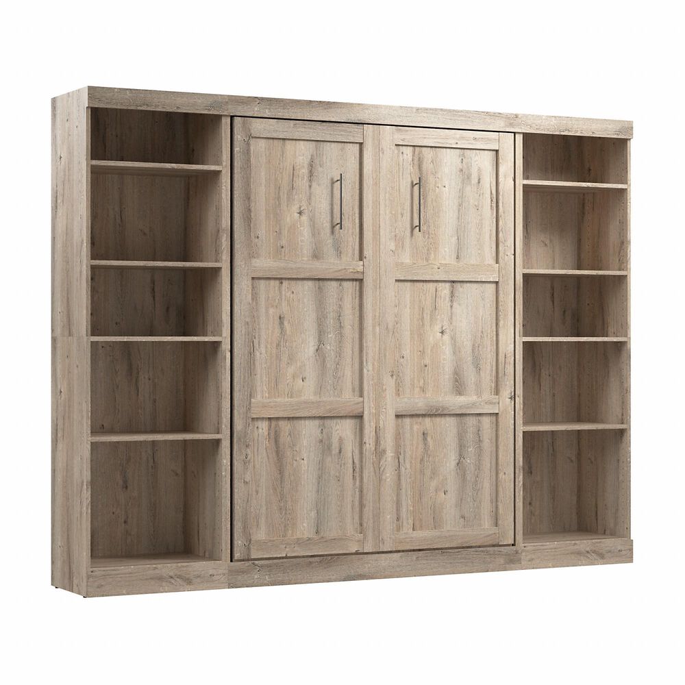 Bestar Pur 109&quot; Full Murphy Storage Bed in Rustic Brown, , large