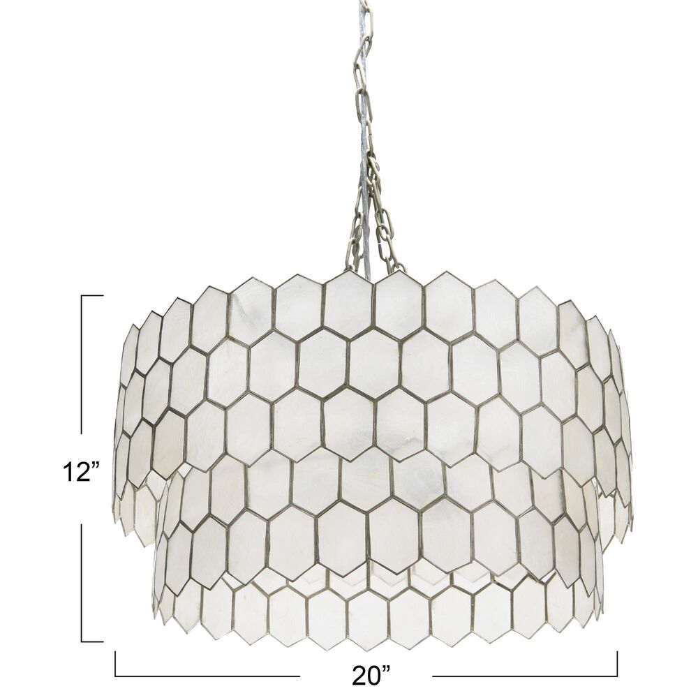 Creative Coop Carlisle 2-Tier Honeycomb Chandelier with Matte Silver Shade, , large
