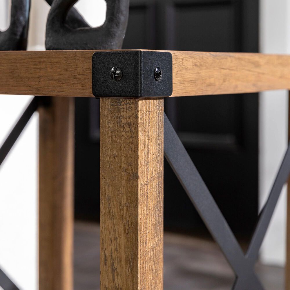 Walker Edison Metal X Side Table in Rustic Oak and Black | Shop NFM