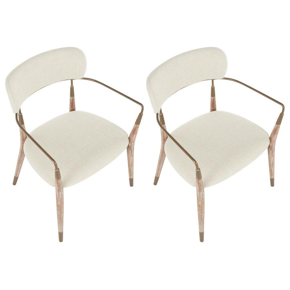 Lumisource Savannah Arm Chair with Cream Cushion in Copper and Whitewashed &#40;Set of 2&#41;, , large